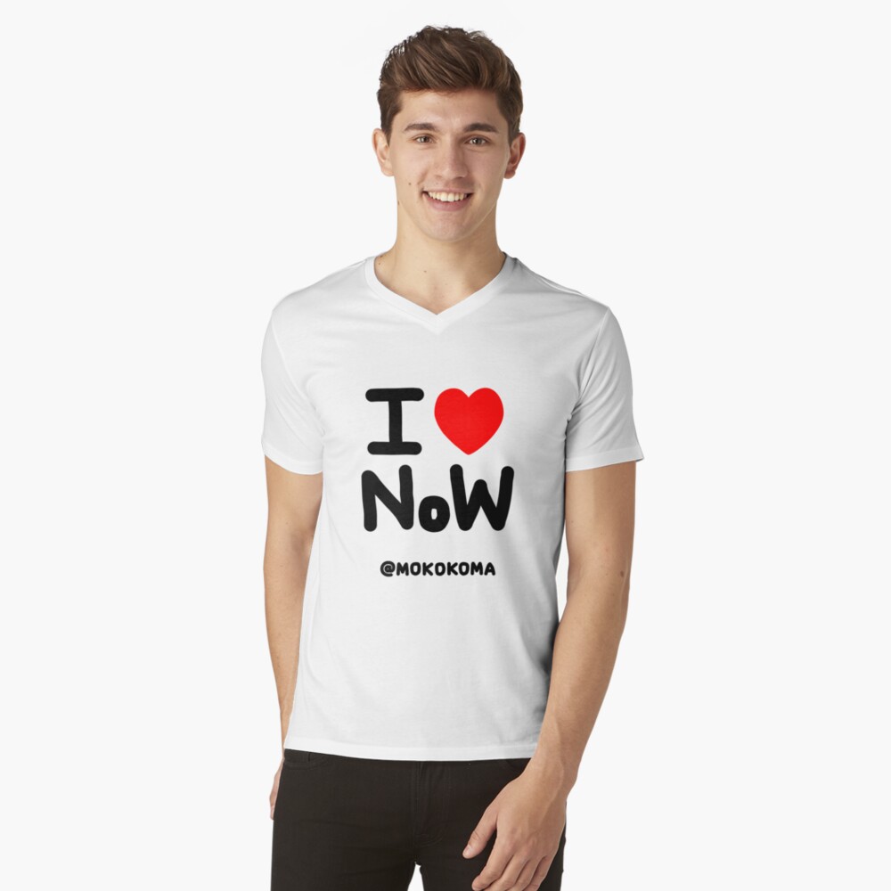 I LOVE NoW (Black Text) V-Neck T-Shirt