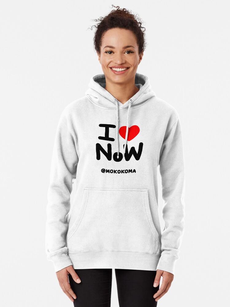 Alternate view of I LOVE NoW (Black Text) Pullover Hoodie