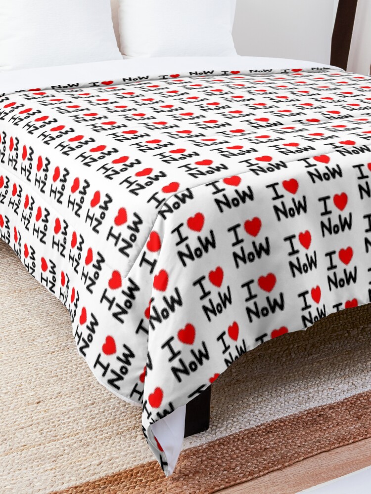 Alternate view of I LOVE NoW (Black Text) Comforter