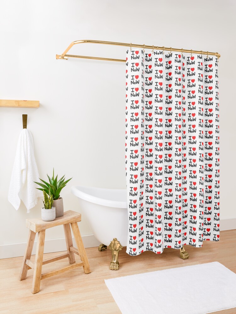 Alternate view of I LOVE NoW (Black Text) Shower Curtain