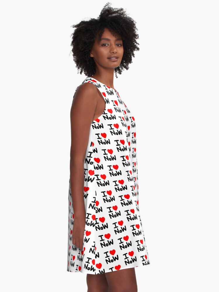 Alternate view of I LOVE NoW (Black Text) A-Line Dress