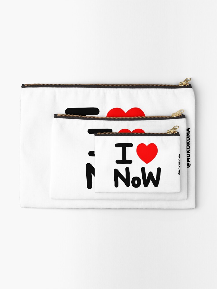 Alternate view of I LOVE NoW (Black Text) Zipper Pouch