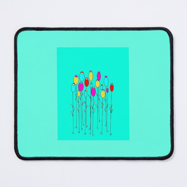 Item preview, Poppy buds, flower buds, abstract flowers, aqua sky, garden art designed and sold by Freedomworx.