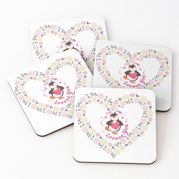 Item preview, Looove You Penguin love art -Floral Love Heart designed and sold by universegrace.