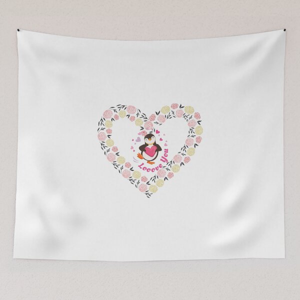 Item preview, Looove You Penguin love art -Floral Love Heart designed and sold by universegrace.