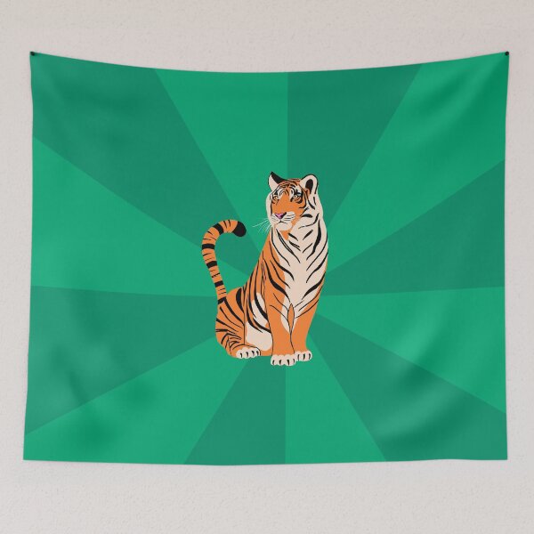 Item preview, Orange Tiger on Green Background – 2022 Chinese Horoscope Year of the Tiger Illustration designed and sold by GraphicBicycle.