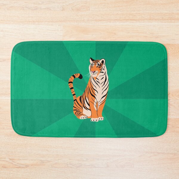 Item preview, Orange Tiger on Green Background – 2022 Chinese Horoscope Year of the Tiger Illustration designed and sold by GraphicBicycle.