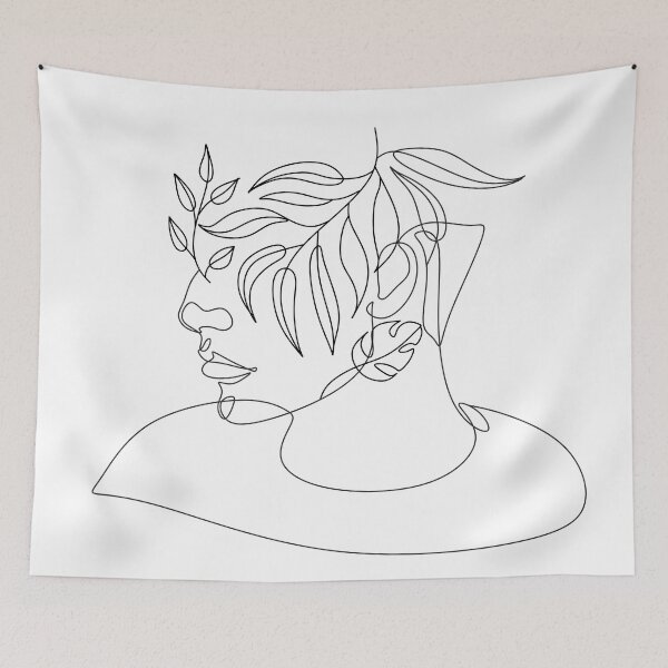 Item preview, Man with Flower Head Line art designed and sold by OneLinePrint.