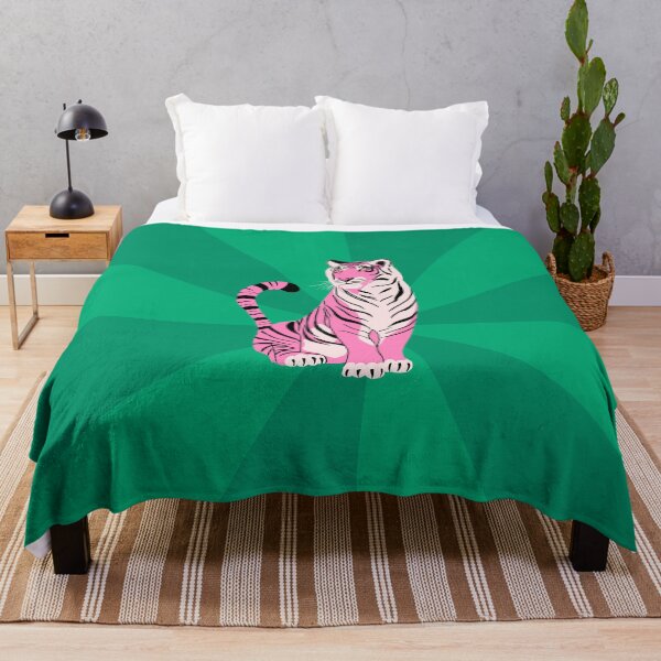 Item preview, Pink Tiger on Green Background – 2022 Year of the Tiger Illustration designed and sold by GraphicBicycle.