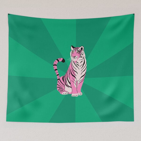 Item preview, Pink Tiger on Green Background – 2022 Year of the Tiger Illustration designed and sold by GraphicBicycle.