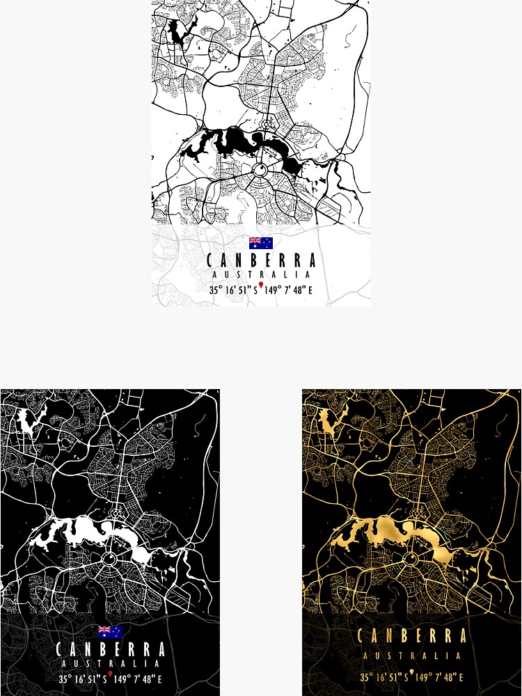 "CANBERRA MAP AUSTRALIA Sticker Pack" Sticker by hatimelhag Redbubble