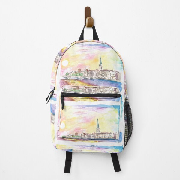 Item preview, Sunset over Zurich Switzerland with Limmat River designed and sold by artshop77.