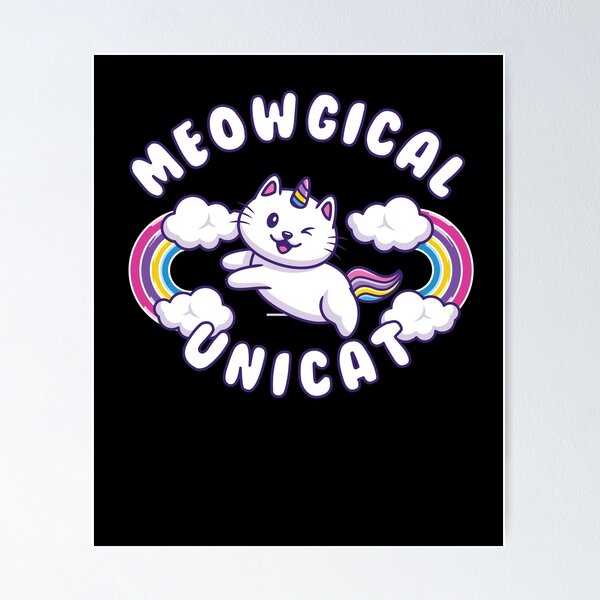 Mewogical Caticorn Funny Gift For Cat Lover Poster for Sale by