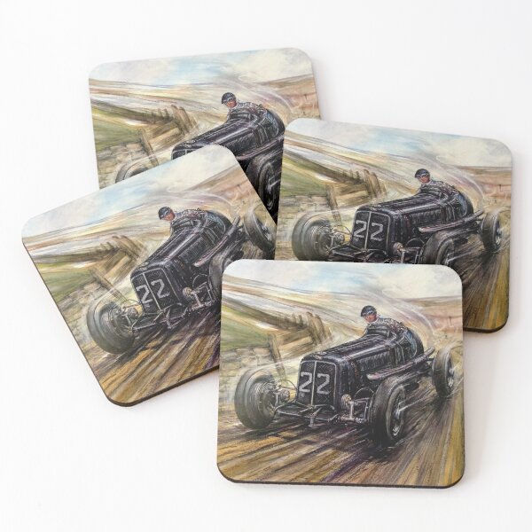 Item preview, Vintage Car Racing Vehicle Black Race Car on Track designed and sold by vintageprints7.