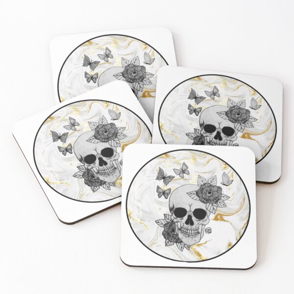 Item preview, White and Gold Marble Skull designed and sold by Arte Del Cuerpo Humano.