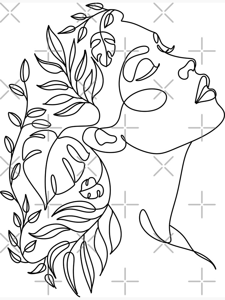 Premium Vector  One line drawing abstract face seamless pattern