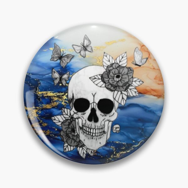 Item preview, Navy Blue and Orange Marble Skull designed and sold by Arte Del Cuerpo Humano.