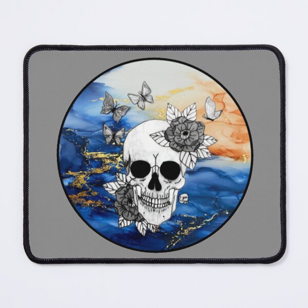 Item preview, Navy Blue and Orange Marble Skull designed and sold by Arte Del Cuerpo Humano.
