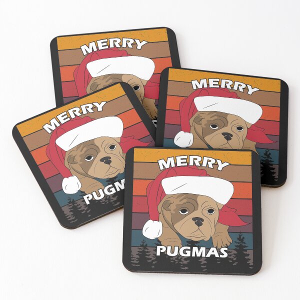 Item preview, Merry Pug Christmas distressed sunset retro dog face design designed and sold by SamRVstore.