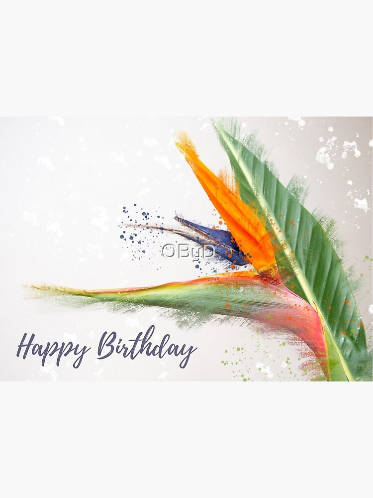 Tarjetas de felicitación «Feliz cumpleaños diseño de ave del paraíso» de  OByD | Redbubble