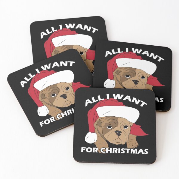 Item preview,  Merry Pug Christmas all I want for Christmas quote/saying artistic dog face design designed and sold by SamRVstore.