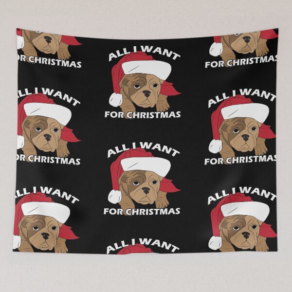 Item preview,  Merry Pug Christmas all I want for Christmas quote/saying artistic dog face design designed and sold by SamRVstore.