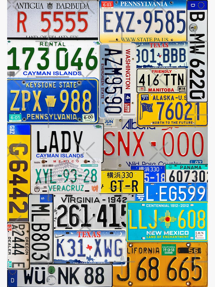 "Vintage license plates" Sticker for Sale by studio838 Redbubble