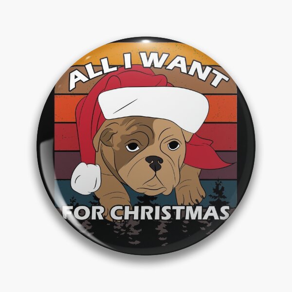 Item preview, Merry Pug Christmas all I want for Christmas distressed sunset retro dog face design designed and sold by SamRVstore.