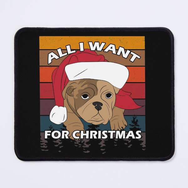 Item preview, Merry Pug Christmas all I want for Christmas distressed sunset retro dog face design designed and sold by SamRVstore.