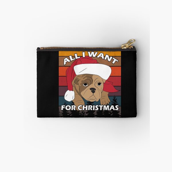 Item preview, Merry Pug Christmas all I want for Christmas distressed sunset retro dog face design designed and sold by SamRVstore.