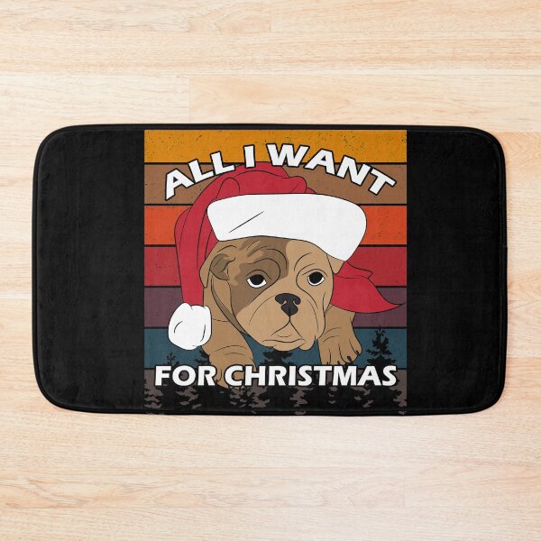 Item preview, Merry Pug Christmas all I want for Christmas distressed sunset retro dog face design designed and sold by SamRVstore.