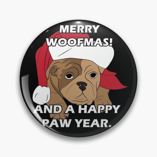 Item preview, Merry Pug Christmas merry woofmas! and a happy paw year quote/saying artistic dog face design designed and sold by SamRVstore.