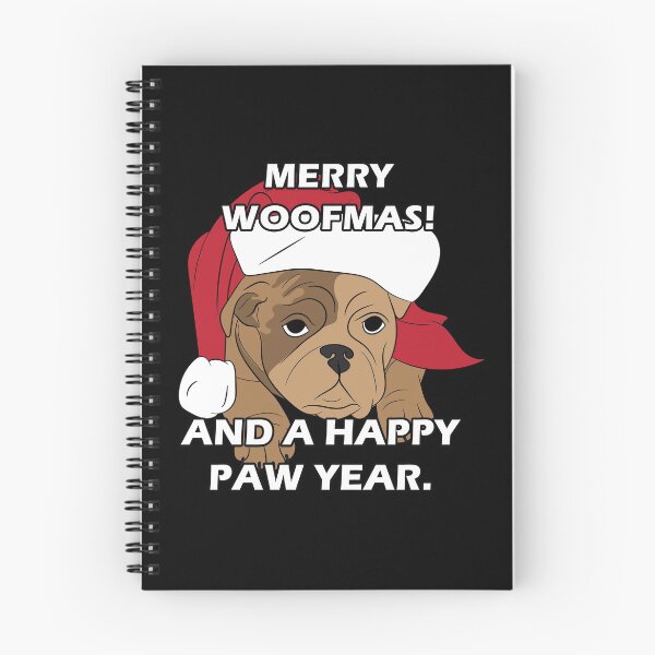 Item preview, Merry Pug Christmas merry woofmas! and a happy paw year quote/saying artistic dog face design designed and sold by SamRVstore.