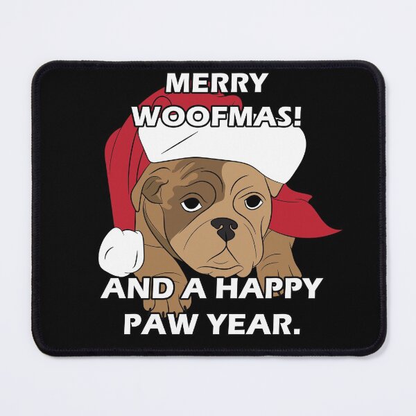Item preview, Merry Pug Christmas merry woofmas! and a happy paw year quote/saying artistic dog face design designed and sold by SamRVstore.