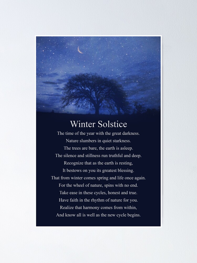 "Winter Solstice Blessings Poem With Moon Tree And Stars" Poster For ...