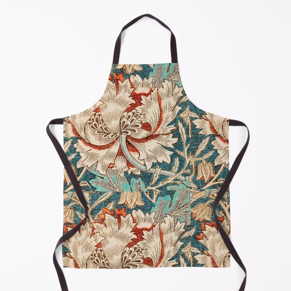 Item preview, Blue Background, Cream and Orange Honeysuckle Pattern designed and sold by Luxe Lilly  & Co..