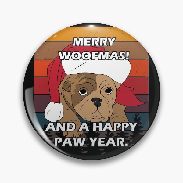 Item preview, Merry Pug Christmas, merry woofmas! and a happy new year distressed sunset retro dog face design designed and sold by SamRVstore.