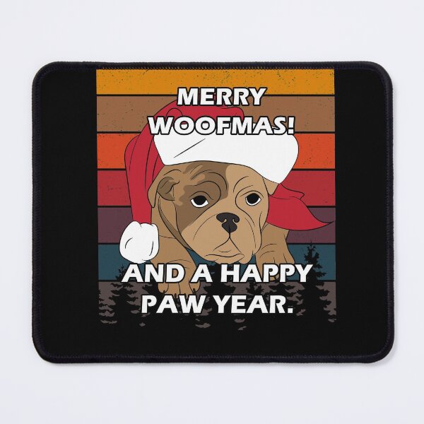 Item preview, Merry Pug Christmas, merry woofmas! and a happy new year distressed sunset retro dog face design designed and sold by SamRVstore.