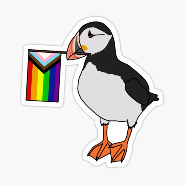 Atlantic Puffin with Pride Flag Sticker