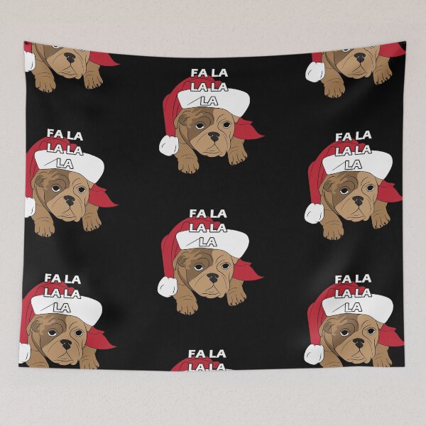 Item preview, Merry Pug Christmas fa la la la saying/quote artistic dog face design designed and sold by SamRVstore.