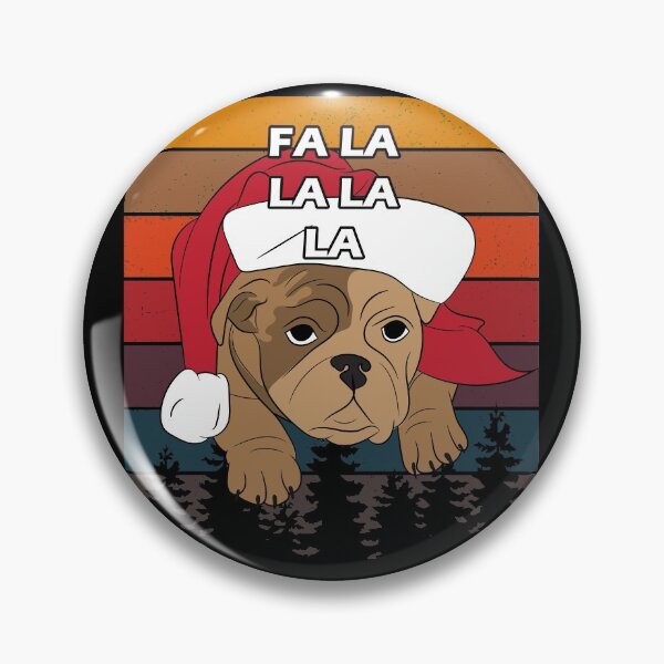 Item preview, Merry Pug Christmas, fa la la la la distressed sunset retro dog face design designed and sold by SamRVstore.