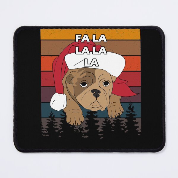 Item preview, Merry Pug Christmas, fa la la la la distressed sunset retro dog face design designed and sold by SamRVstore.