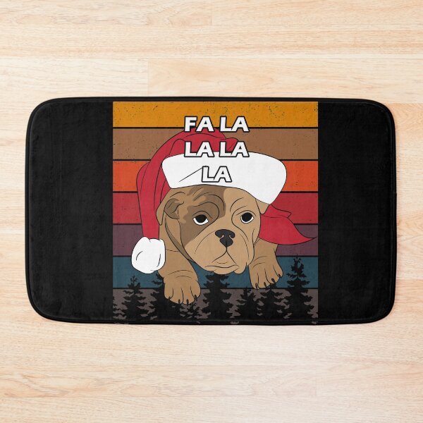 Item preview, Merry Pug Christmas, fa la la la la distressed sunset retro dog face design designed and sold by SamRVstore.