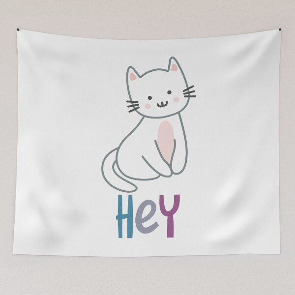 Item preview, cat sayes hey, cat, kitten, kitty, meow, funny cat, cats, animals, animal, pet, cute cat, ketty, my cat, black cat, cat says no, designed and sold by ghadirjo.