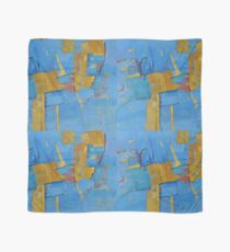 Abstract Artwork Blue Yellow Doodle Patterns Scarf