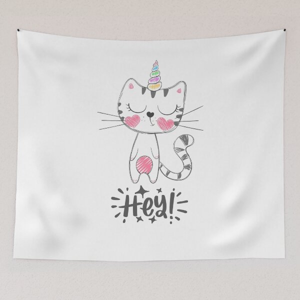 Item preview, cat sayes hey, cat, kitten, kitty, meow, funny cat, cats, animals, animal, pet, cute cat, ketty, my cat, black cat, cat says no, designed and sold by ghadirjo.