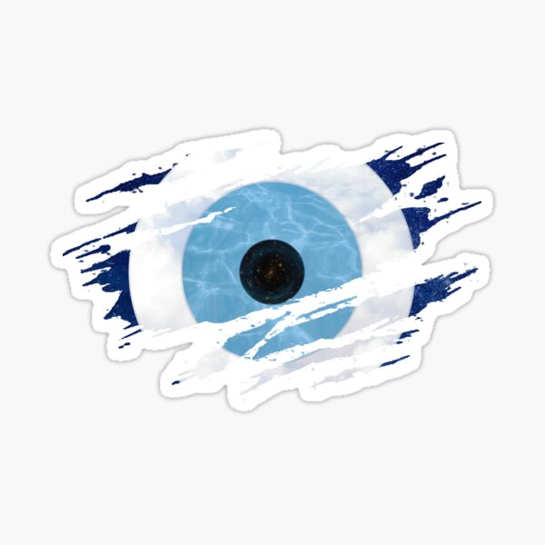 evil eye symbol scratched, clawed, tattoo style, good luck charm, nazar, boncuk Sticker