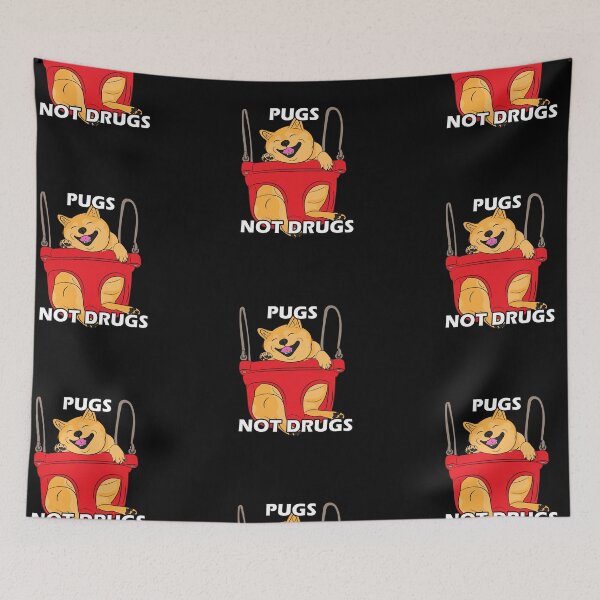 Item preview, funny pugs not drugs saying/quote artistic dog face design designed and sold by SamRVstore.