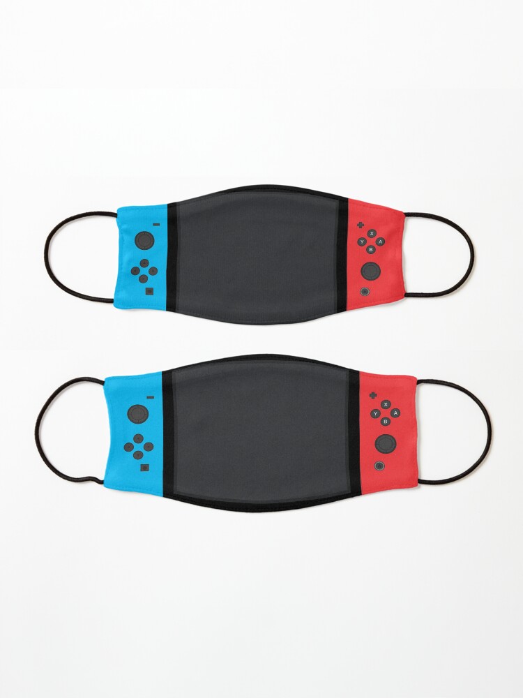 Alternate view of Blue Red Controller Game Gaming Gamer Fitted Face Mask Design Mask