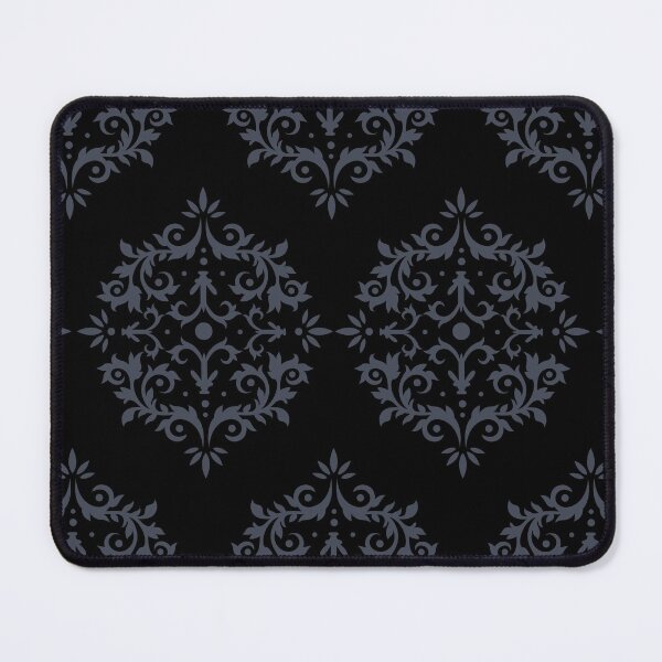 Item preview, Black and Dark Blue Simple Damask Scroll Pattern Pairs DE 2022 Trending Color Parisian Night DEA184 designed and sold by ColorOfTheYears.